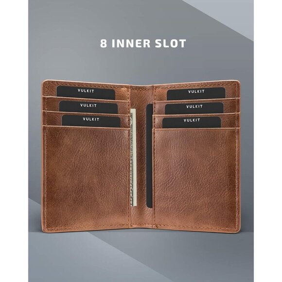 Mens Wallet VULKIT Bifold Front Pocket Slim RFID Blocking Credit Card Holder - Picture 3 of 7